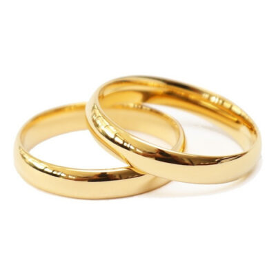 Par De Alianças Ouro 18k Banhada Casamento Tungstênio