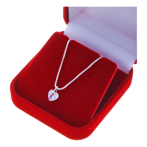 Colar Feminino Coração Ponto Luz Prata 925 + Caixinha