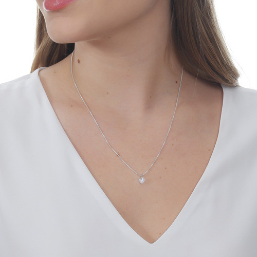 Colar Feminino Coração Ponto Luz Prata 925 + Caixinha - Image 5