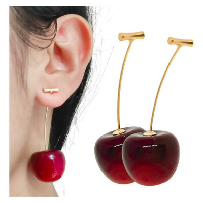 Brinco Cereja Cherry Par Feminino Banhado Á Ouro - Brinco Cereja